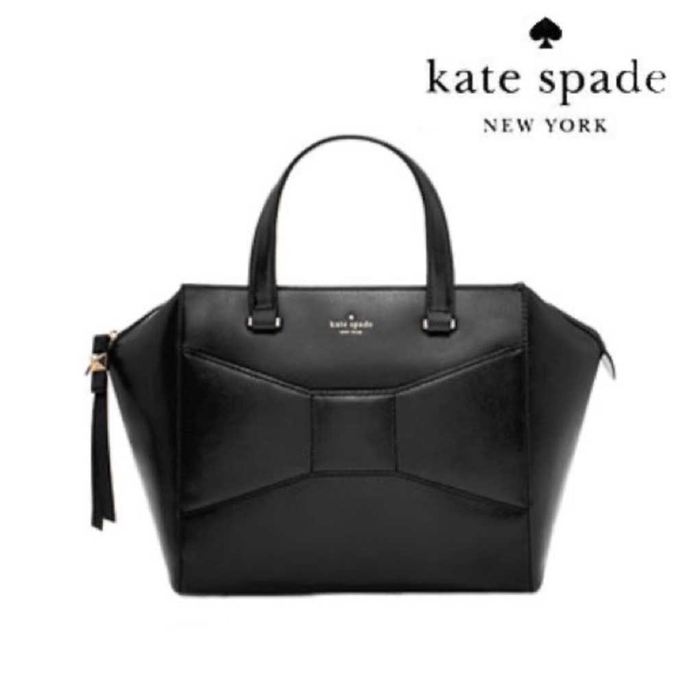 KATE SPADE 2 PARK AVE BEAU PETITE BLACK LEATHER SATCHEL BAG